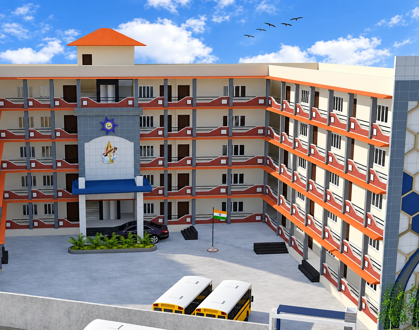 AI-enhanced campus building from the Shree Shiva Shakthi Education Trust brochure