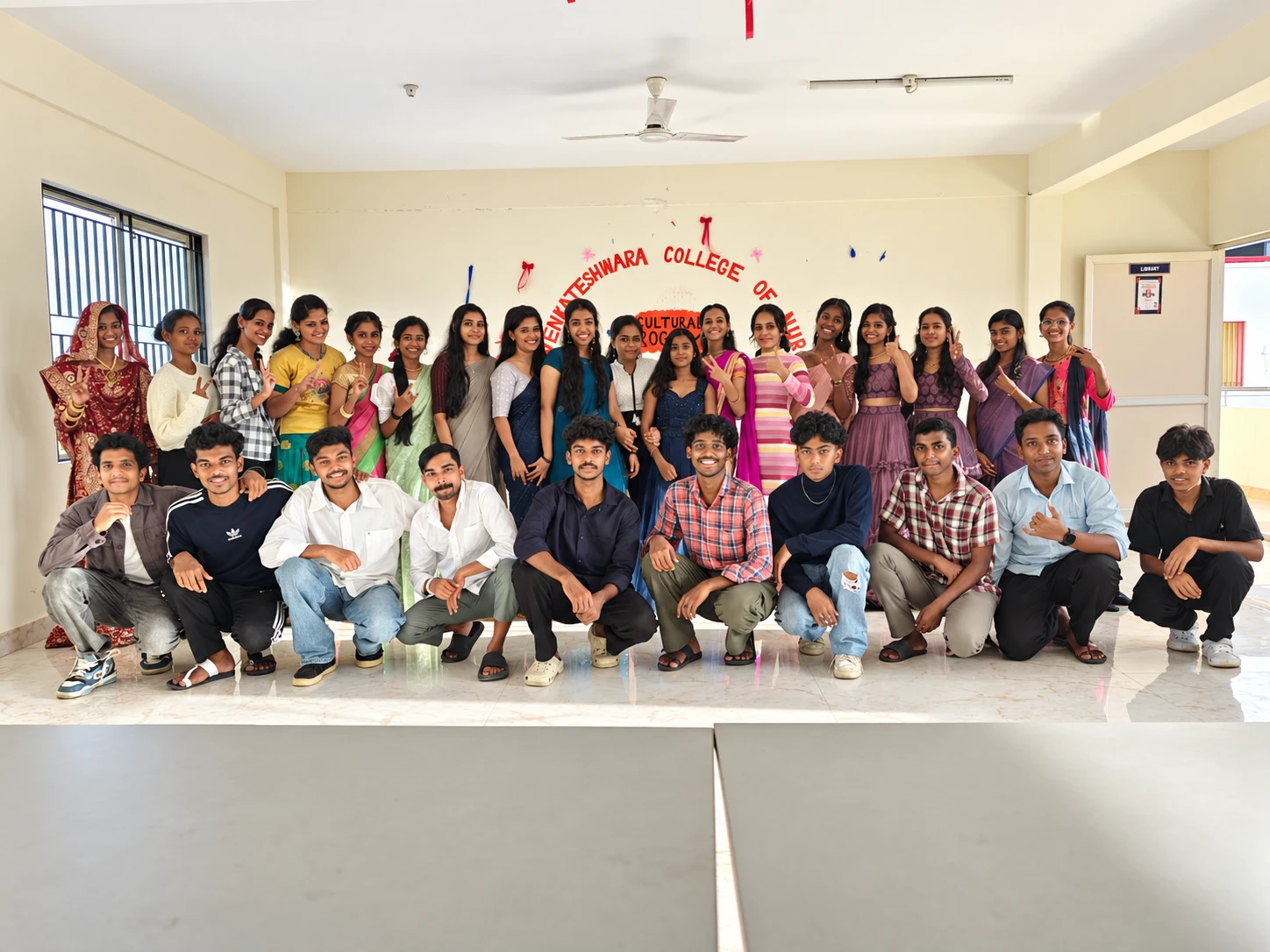 Students and staff at a cultural programme at Venkateshwara College of Nursing